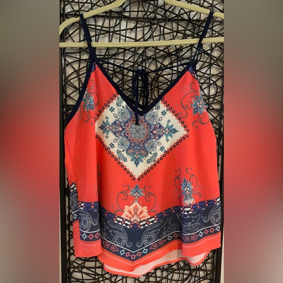 Miley & Molly Tank in Coral Red & Navy - Picture 4 of 4